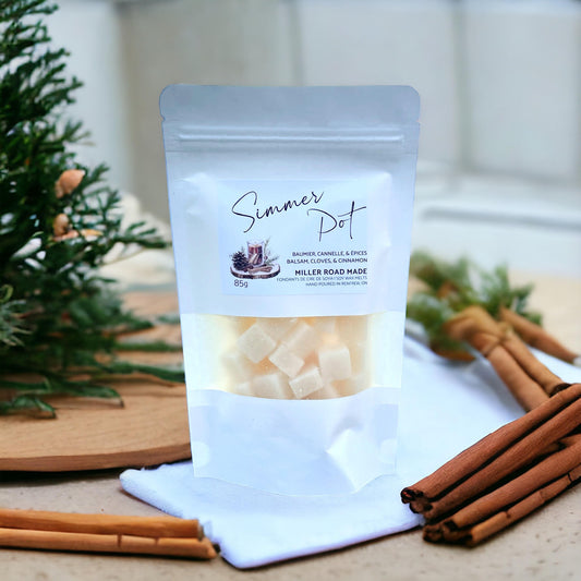 Balsam, clove, and cinnamon scented soy wax melts