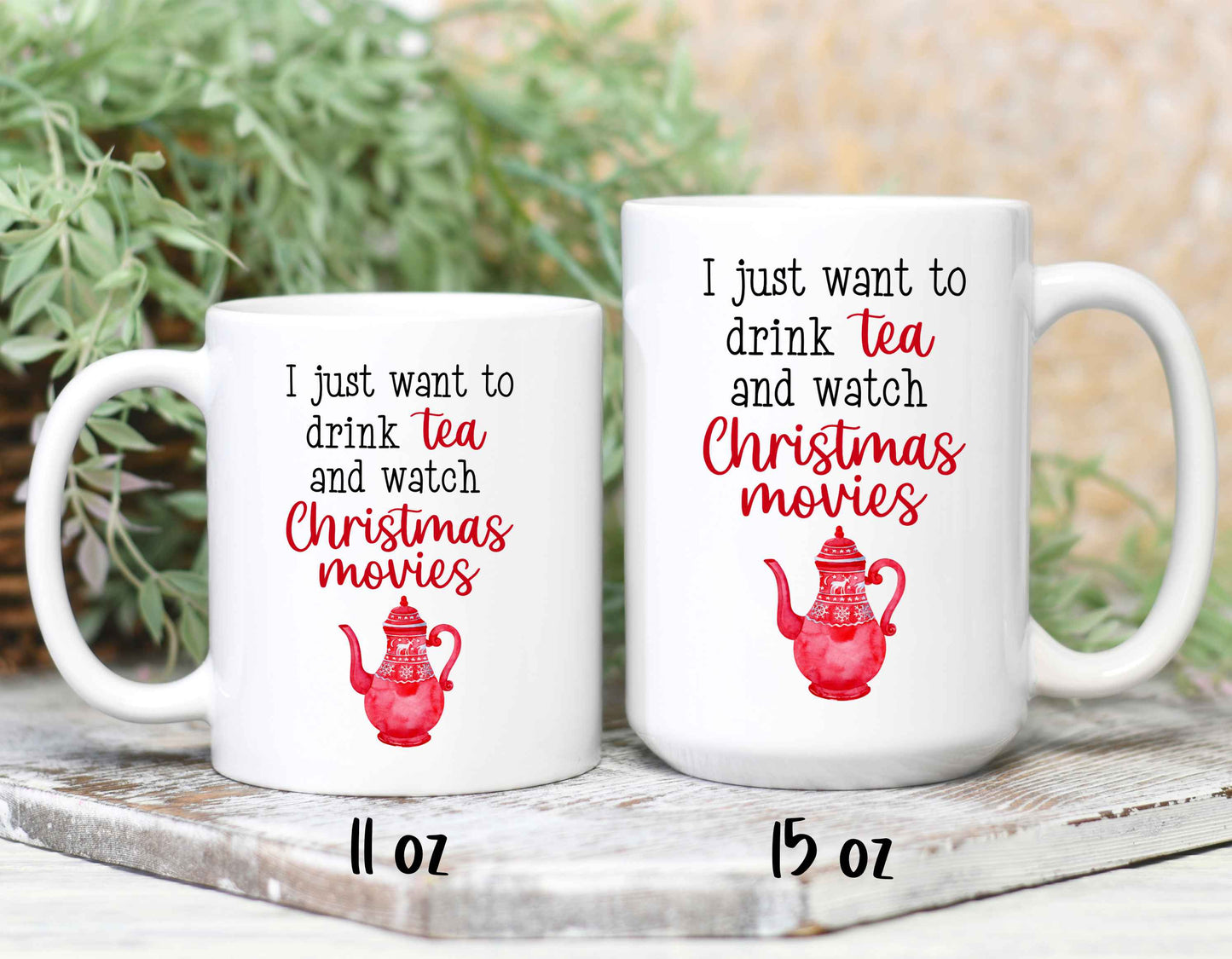 Christmas movie watching mugs in 2 sizes