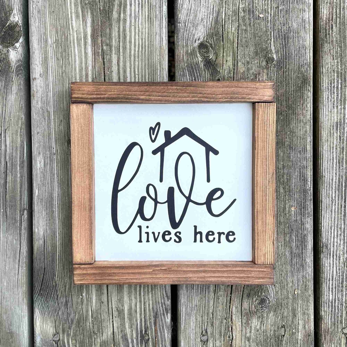 Love Lives Here - Framed Wood Sign
