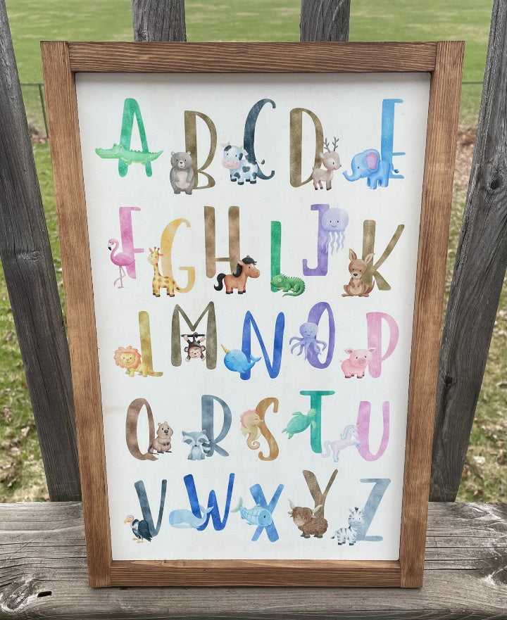 Animal Alphabet Kids Playroom Sign
