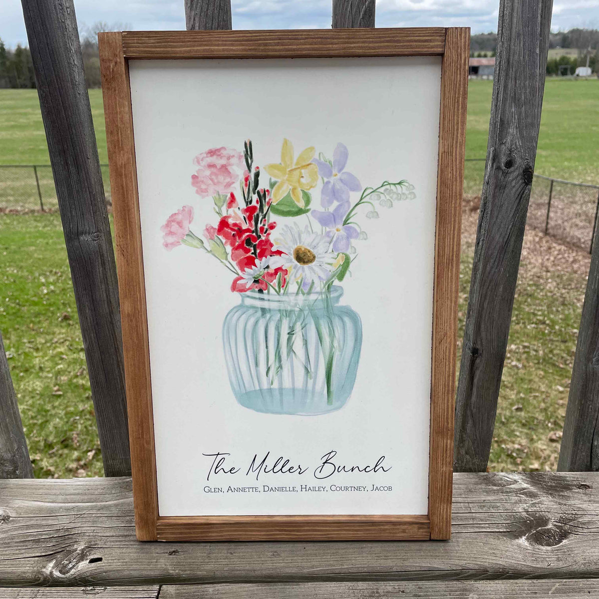 Custom Family Bouquet Sign with birth month flowers