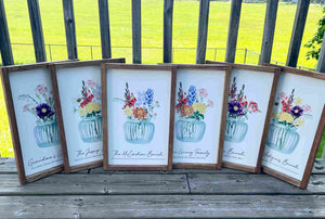 Samples of different custom bouquet signs
