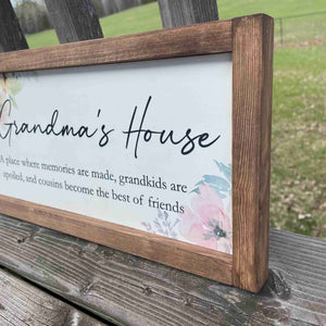 Grandma's House printed sign with watercolour florals