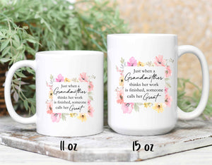 Pregnancy announcement mug for great grandma