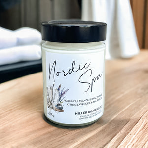 relaxing spa scented soy candle