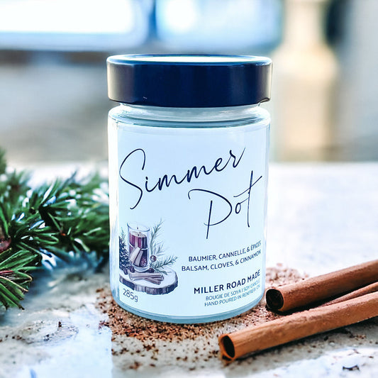 Simmer Pot non toxic soy candle - scented with balsam, cloves, & cinnamon