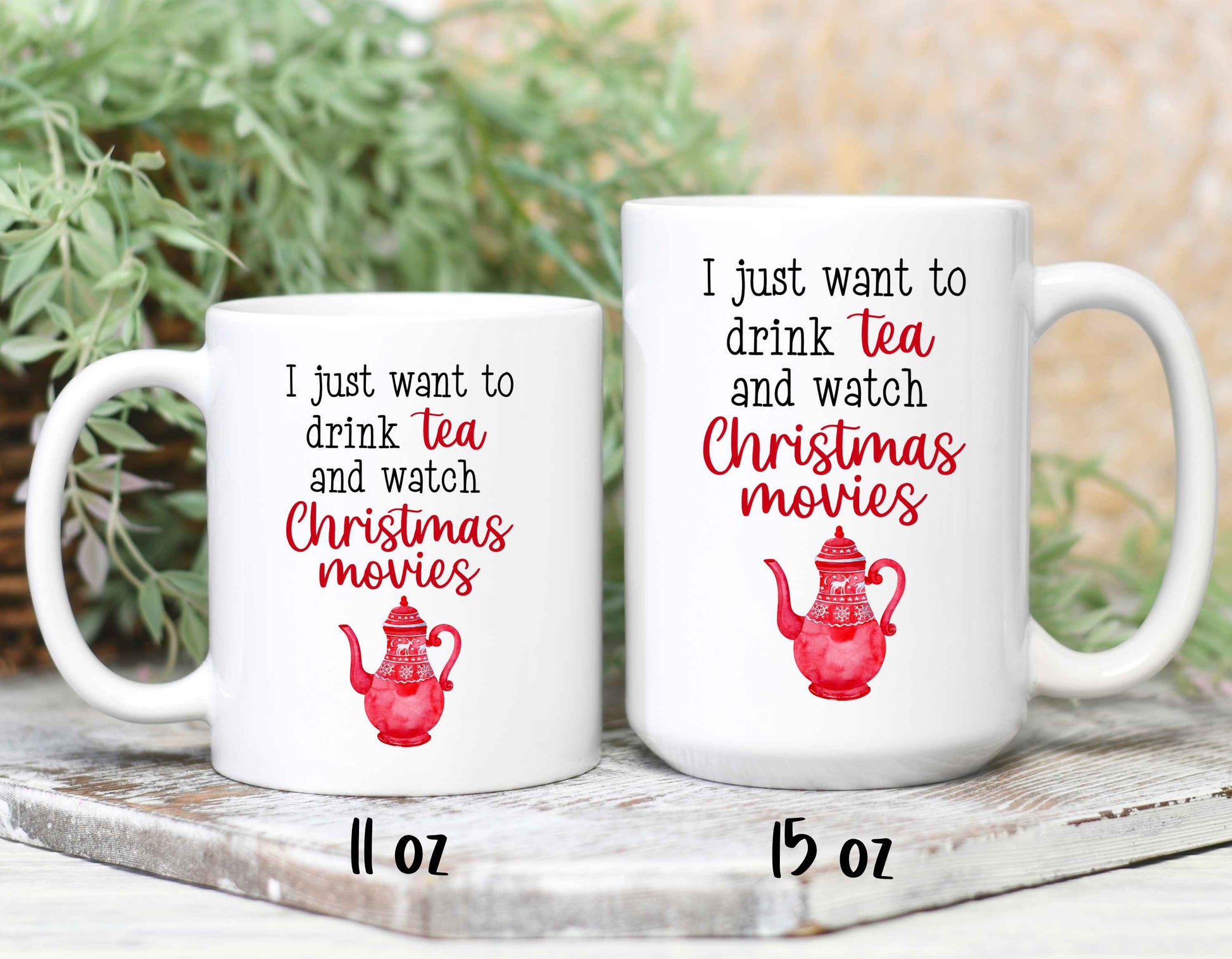 Christmas movie watching mugs in 2 sizes