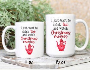 Christmas movie watching mugs in 2 sizes