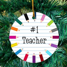 Load image into Gallery viewer, #1 Teacher Christmas ornament

