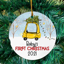 Load image into Gallery viewer, Baby&#39;s first Christmas truck ornament 2021
