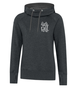Hello Fall - Chest Design - Women's Hooded Sweatshirt in Black
