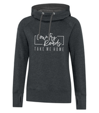 Load image into Gallery viewer, Country Roads - Women&#39;s Hooded Sweatshirt in Black
