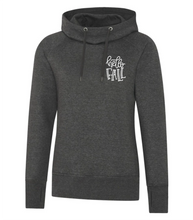 Load image into Gallery viewer, Hello Fall - Chest Design - Women&#39;s Hooded Sweatshirt in Charcoal

