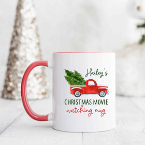 Personalized Christmas movie mug with red truck