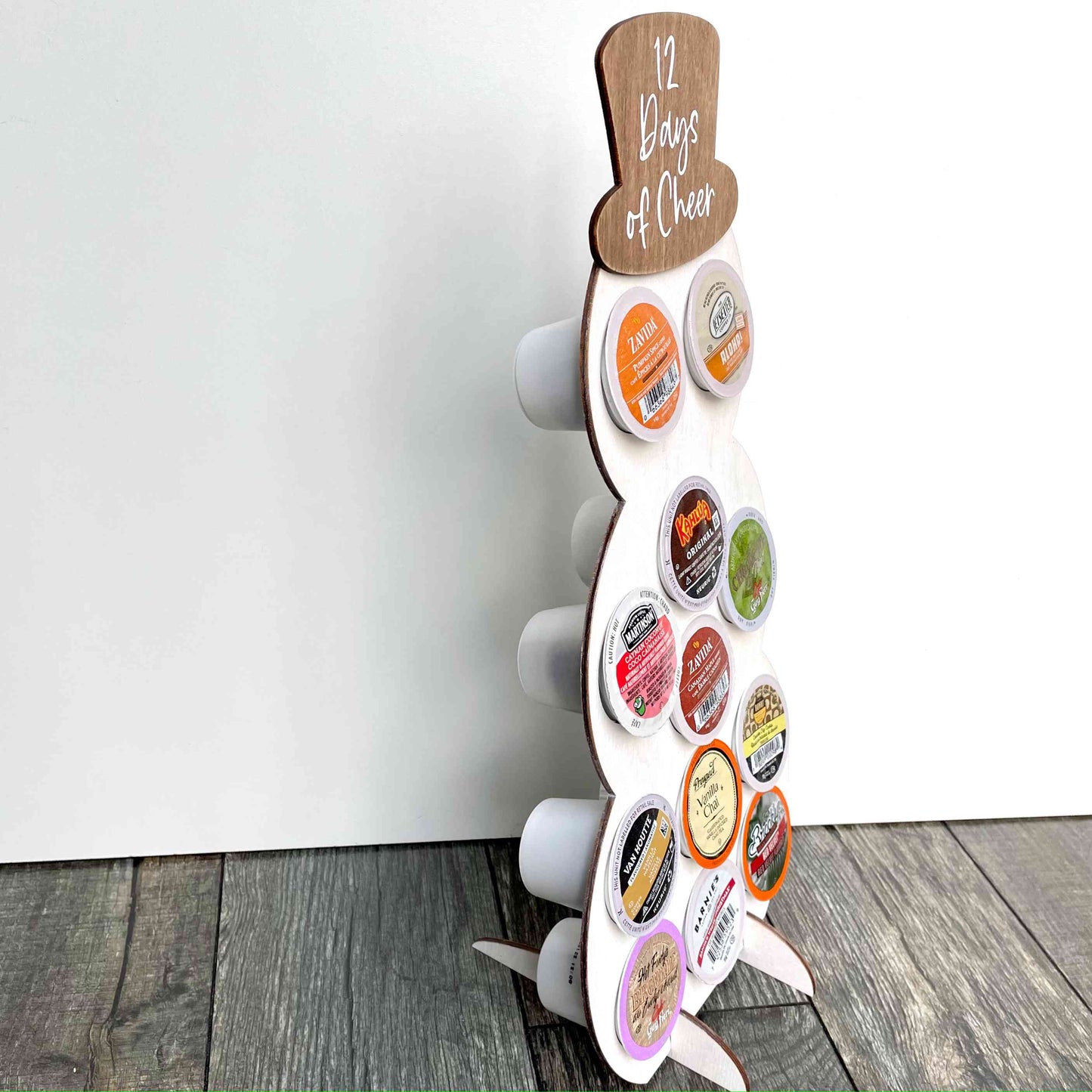 Snowman shaped advent calendar for K-cup coffee pods