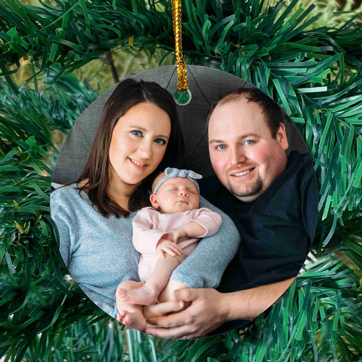 Custom Family Photo Ceramic Christmas Ornament