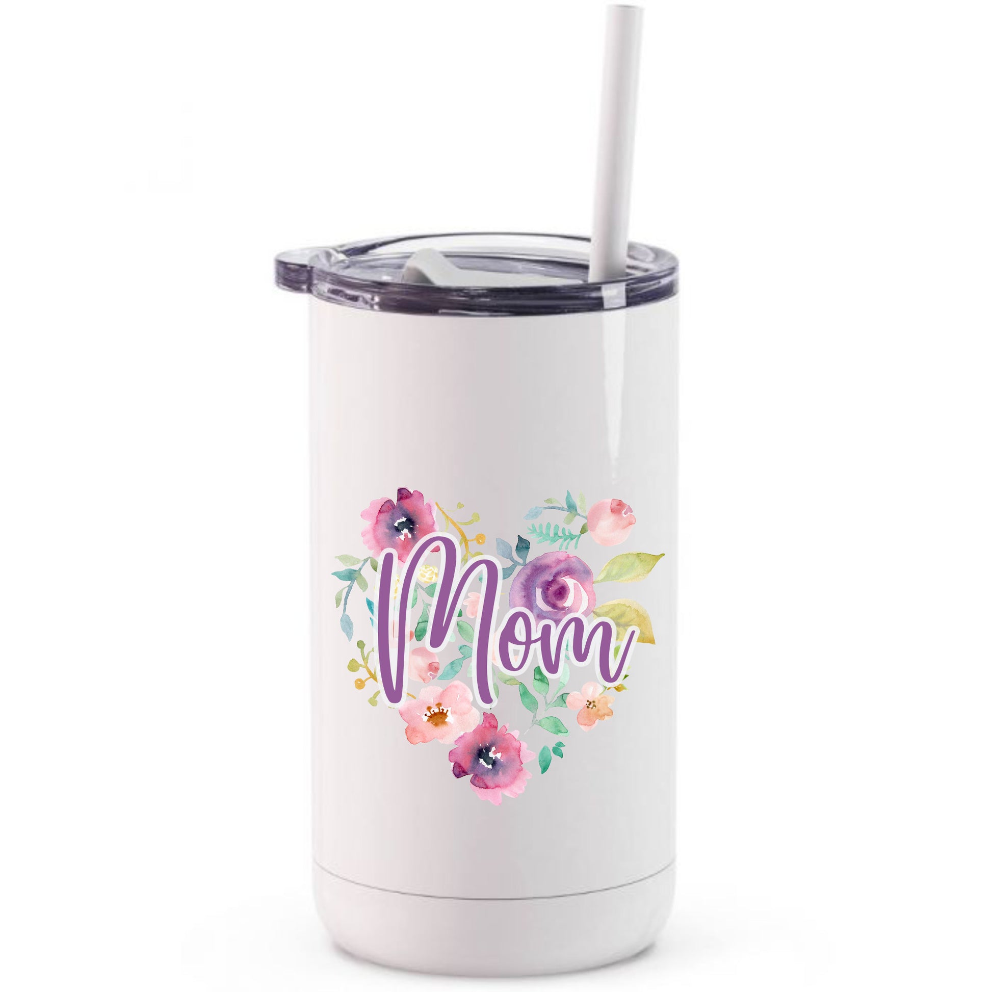 Floral heart mom printed tumbler