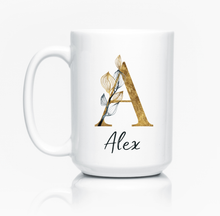 Load image into Gallery viewer, Gold Floral Initial - Ceramic Mug
