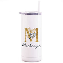 Load image into Gallery viewer, Floral monogram name tumbler
