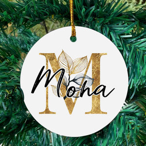 Black & gold personalized Christmas ornament