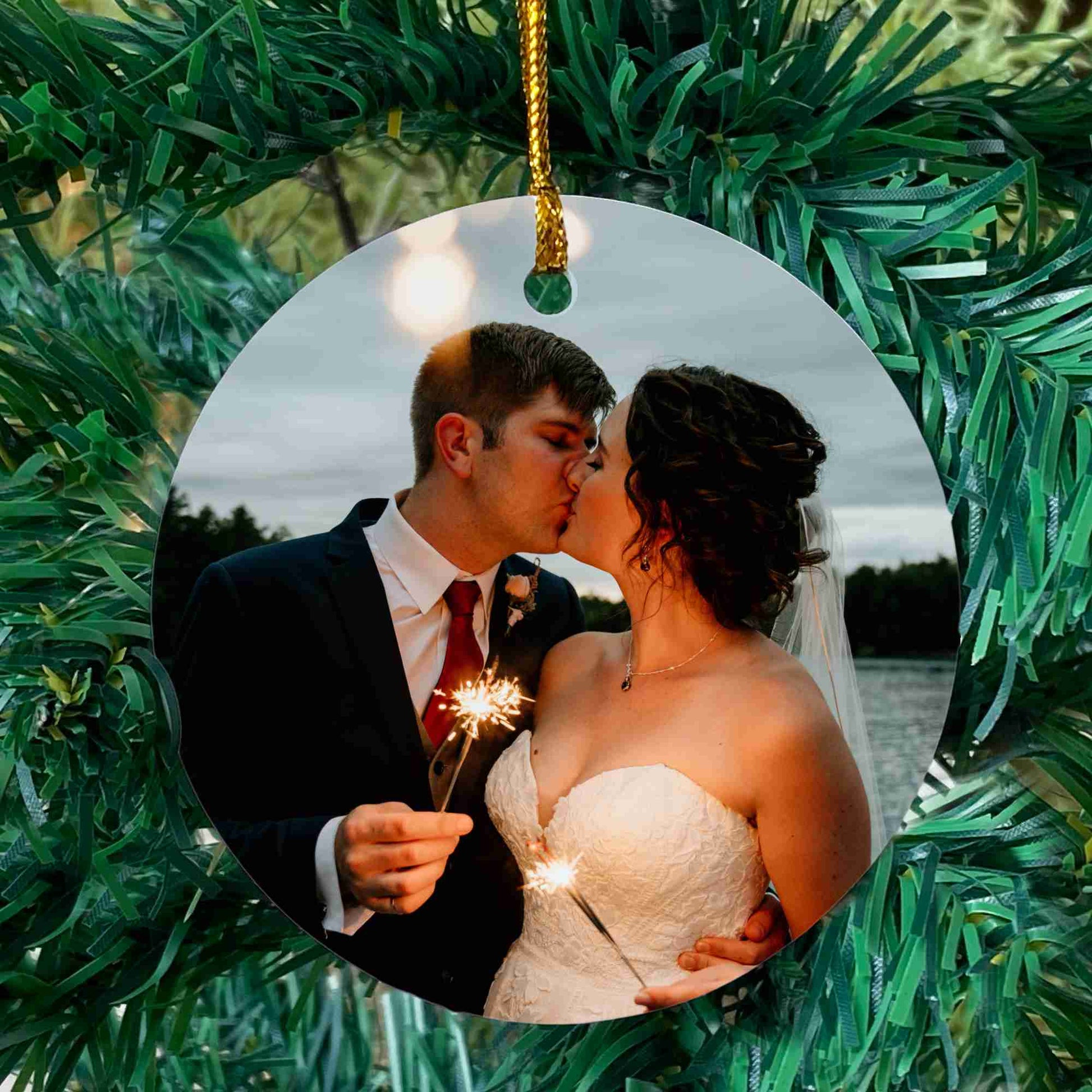 Wedding Photo Ceramic Christmas Ornament