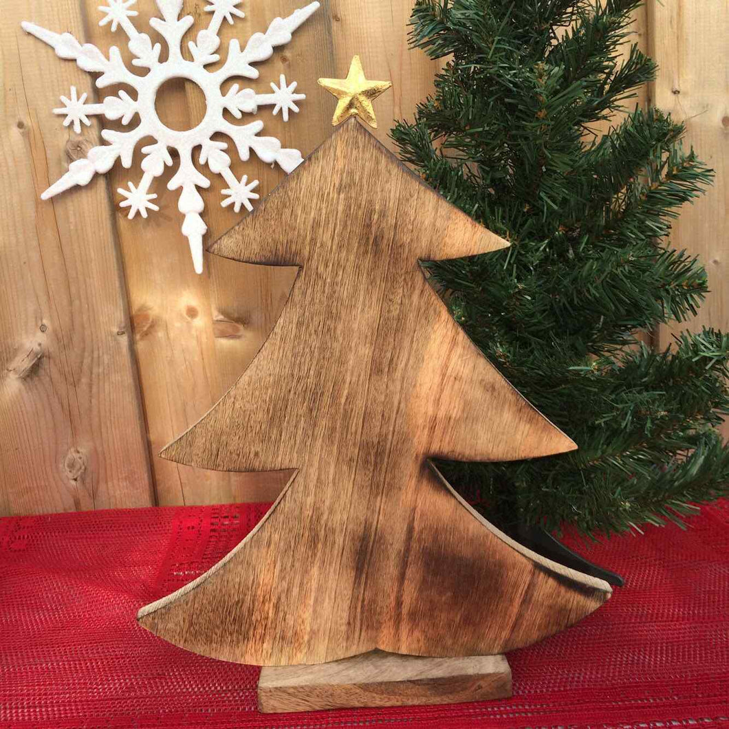 Wooden Tree Gold Star
