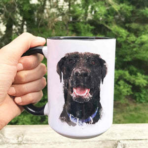 Watercolour dog pet photo mug