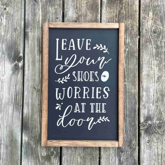 Leave Your Shoes - Framed Wood Sign