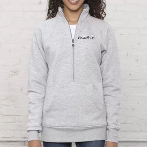 Mama Half Zip Sweatshirt in Ash Grey