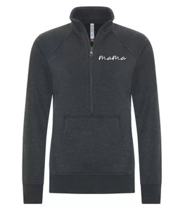 Mama Half Zip Sweatshirt in Black Heather