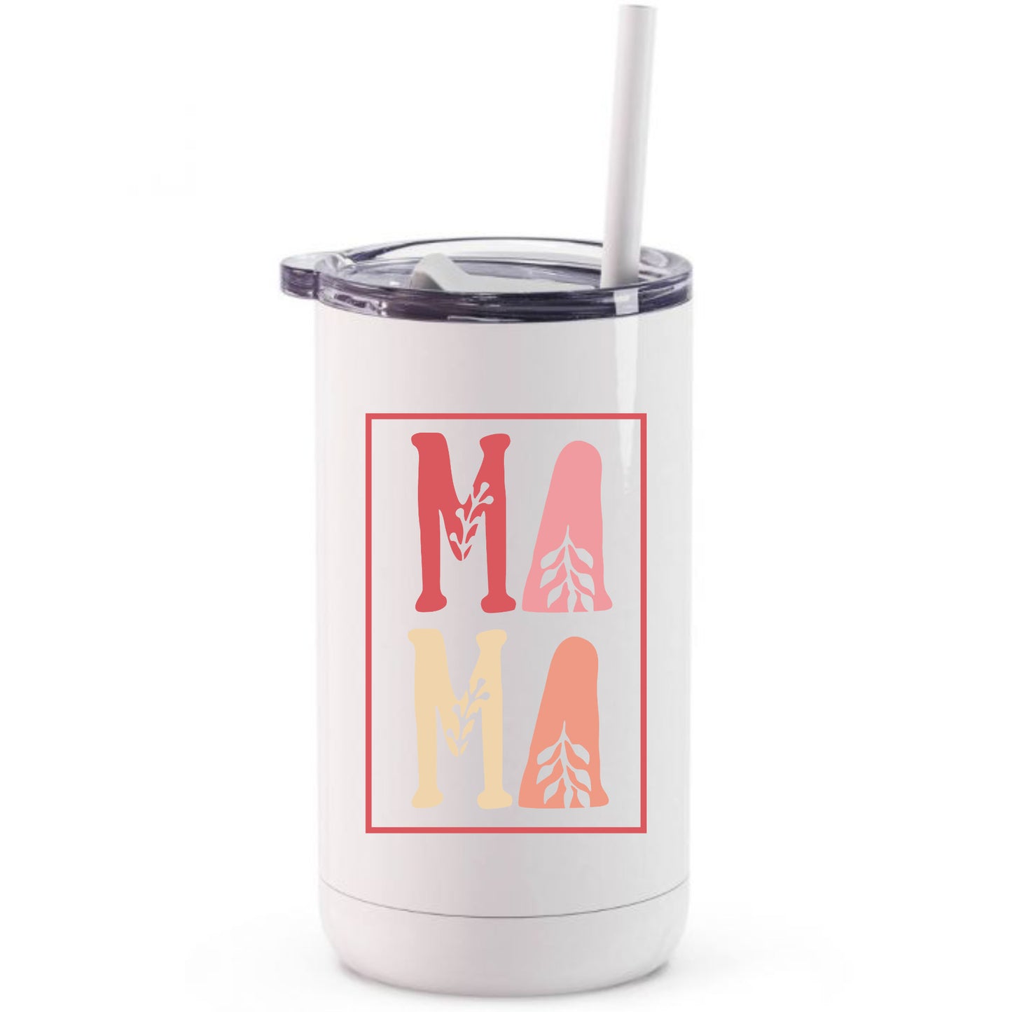 MAMA pink leaf floral tumbler