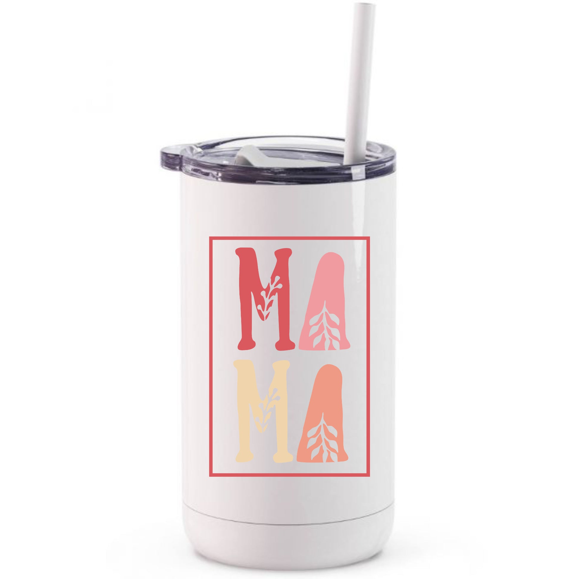 MAMA pink leaf floral tumbler