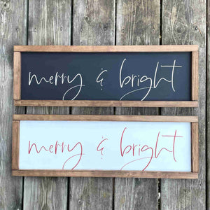 Merry & Bright - Framed Wood Sign