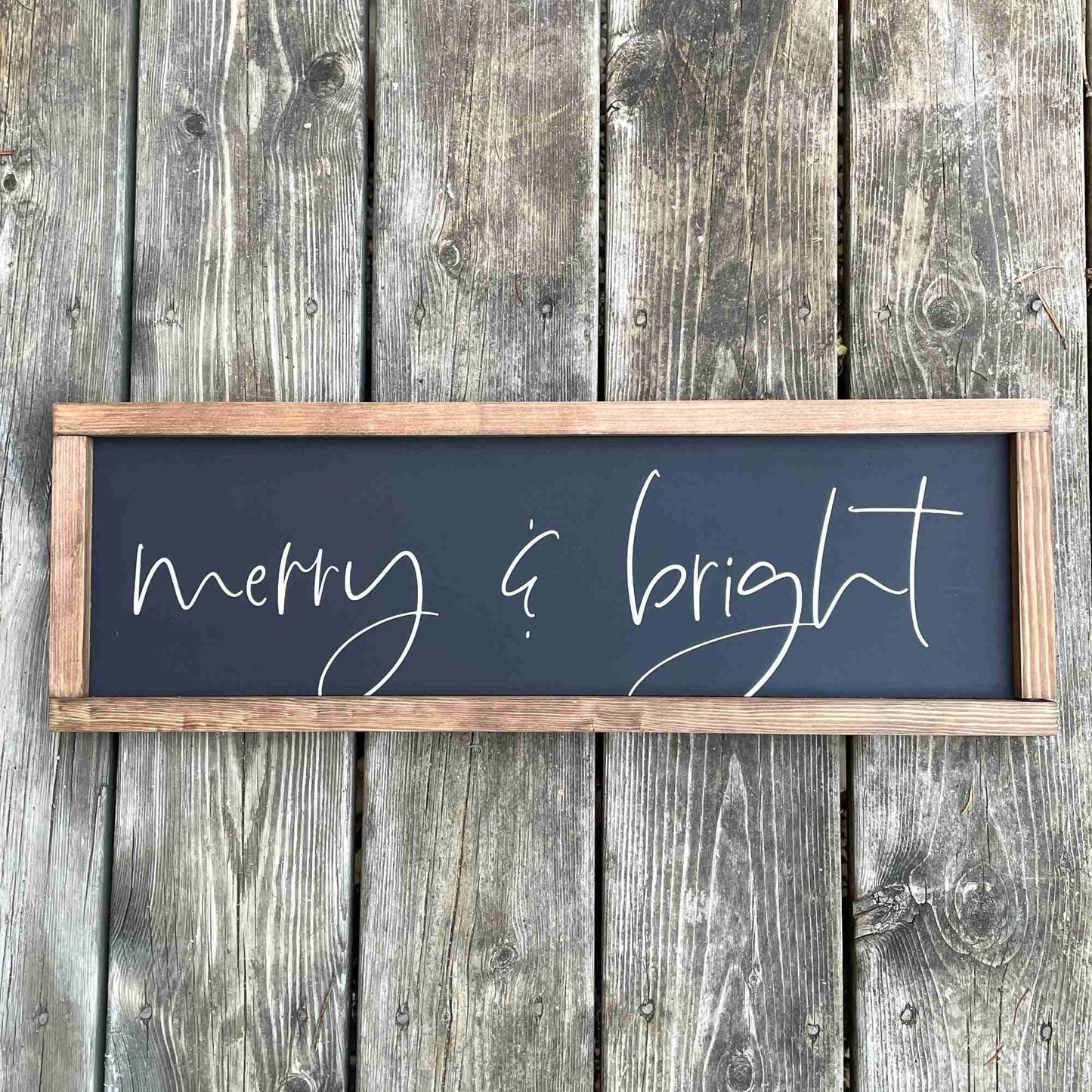 Merry & Bright - Framed Wood Sign