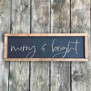 Merry & Bright - Framed Wood Sign