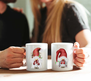 matching couple Christmas gnome mugs