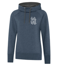Load image into Gallery viewer, Hello Fall - Chest Design - Women&#39;s Hooded Sweatshirt in Navy
