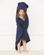 Load image into Gallery viewer, Infant navy hooded towel with ears
