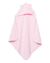 Load image into Gallery viewer, Infant pink hooded towel with ears
