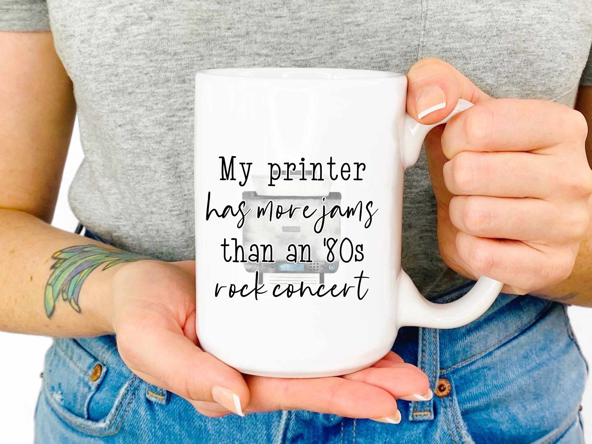 Funny coworker leaving gift mug