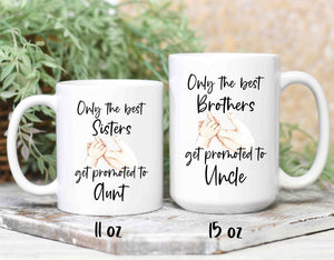Promoted to Aunt & Uncle mugs in 2 sizes