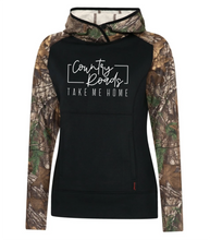 Load image into Gallery viewer, Country Roads - Women&#39;s Hooded Sweatshirt with Realtree print

