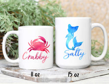 Load image into Gallery viewer, Crabby and Salty watercolour ocean mugs
