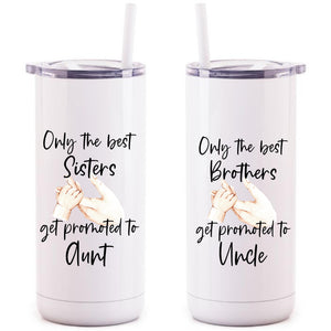 Sibling pregnancy announcement travel mugs