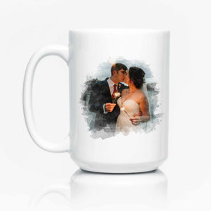 Watercolour wedding photo mug