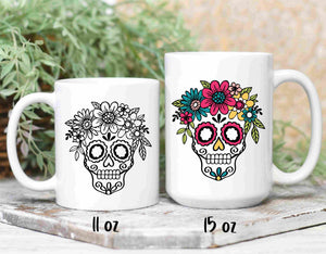 Sugar skull mugs in 2 sizes
