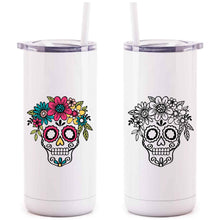 Load image into Gallery viewer, Day of the Dead Skull tumblers colour or black &amp; white
