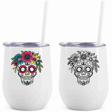 Load image into Gallery viewer, Floral Skull wine tumblers
