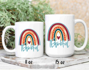 Fall thankful rainbow mug in 2 sizes