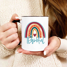 Load image into Gallery viewer, Burgundy, blue, and gold rainbow mug
